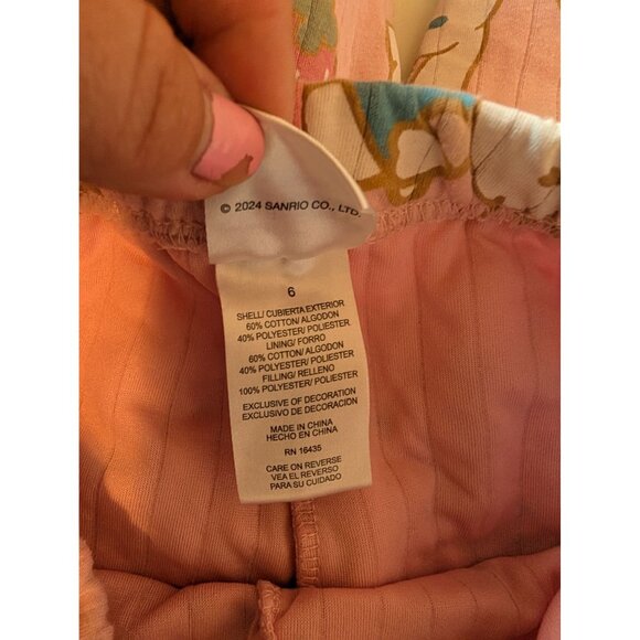 Hello Kitty Kids 2-Piece Pink Cartoon Print Size 6 By Sanrio strawberries Cinnam - Picture 5 of 8